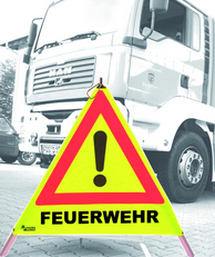 Faltsignal 700 mm gelb mit Feder 3x FEUERWEHR