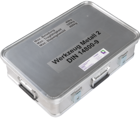 Kasten Werkzeugsatz Metall 2 mit Einlagen und Inhalt