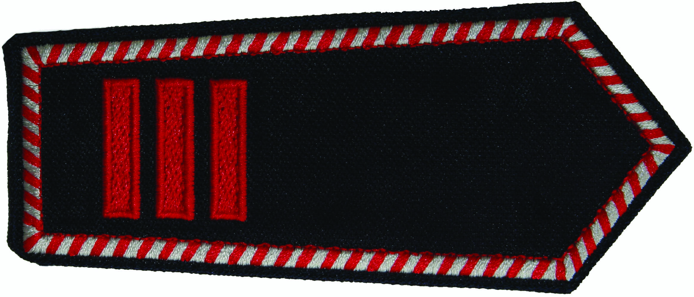 Schulterklappen NRW: 3 x Balken rot, Rand rot/silber, Klett
