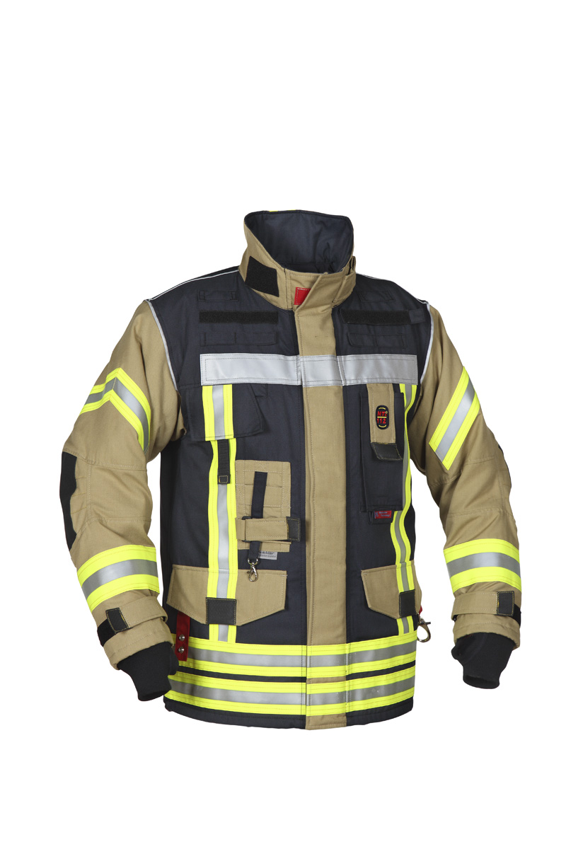 Feuerwehr-Überjacke NTI EN 469 BLAU-GOLDFARBEN 2-farb.