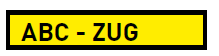 Rückenschild ABC-ZUG, neongelb, 380x80 mm