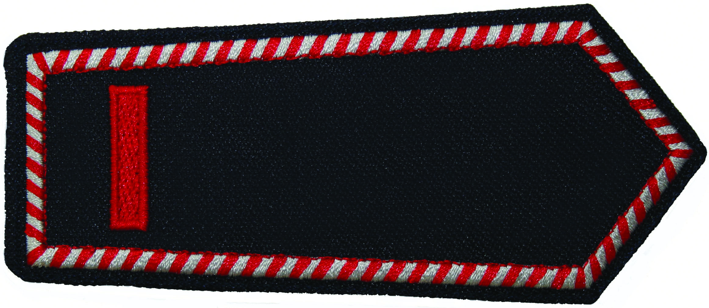 Schulterklappen NRW: 1 x Balken rot, Rand rot/silber, Klett