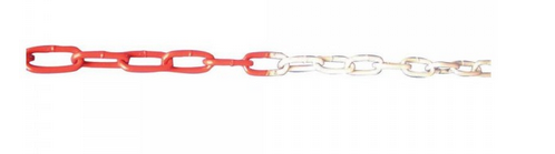 Absperrkette rot/weiß aus PVC. 6 mm Gliederstärke