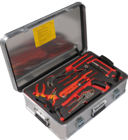 Kasten Werkzeugsatz Metall 2 mit Einlagen und Inhalt