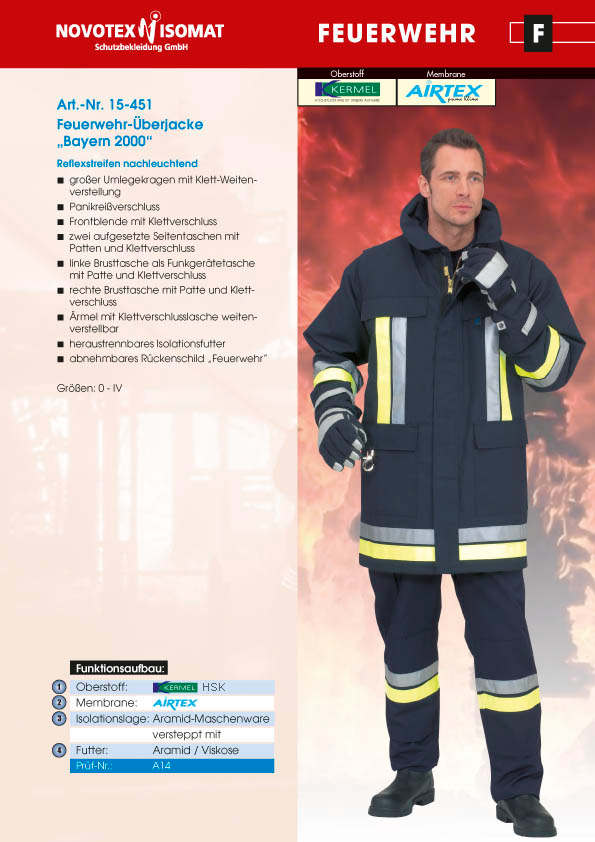 NOVOTEX Überjacke Bayern 2000 lang NOMEX III 46/48 426991