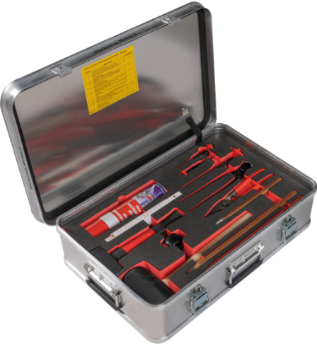 Kasten Werkzeugsatz Metall 2 mit Einlagen und Inhalt