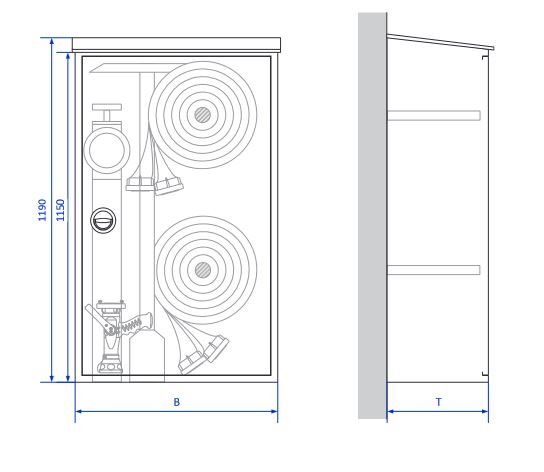 Schlauch- und Geräteschrank, SG, rot, Türanschlag rechts