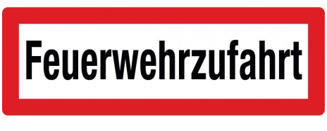 Hinweisschild für den Brandschutz, DIN 4066, Feuerwehrzufah