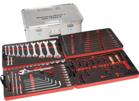 Kasten Werkzeugsatz Metall 1 mit Einlage und Inhalt