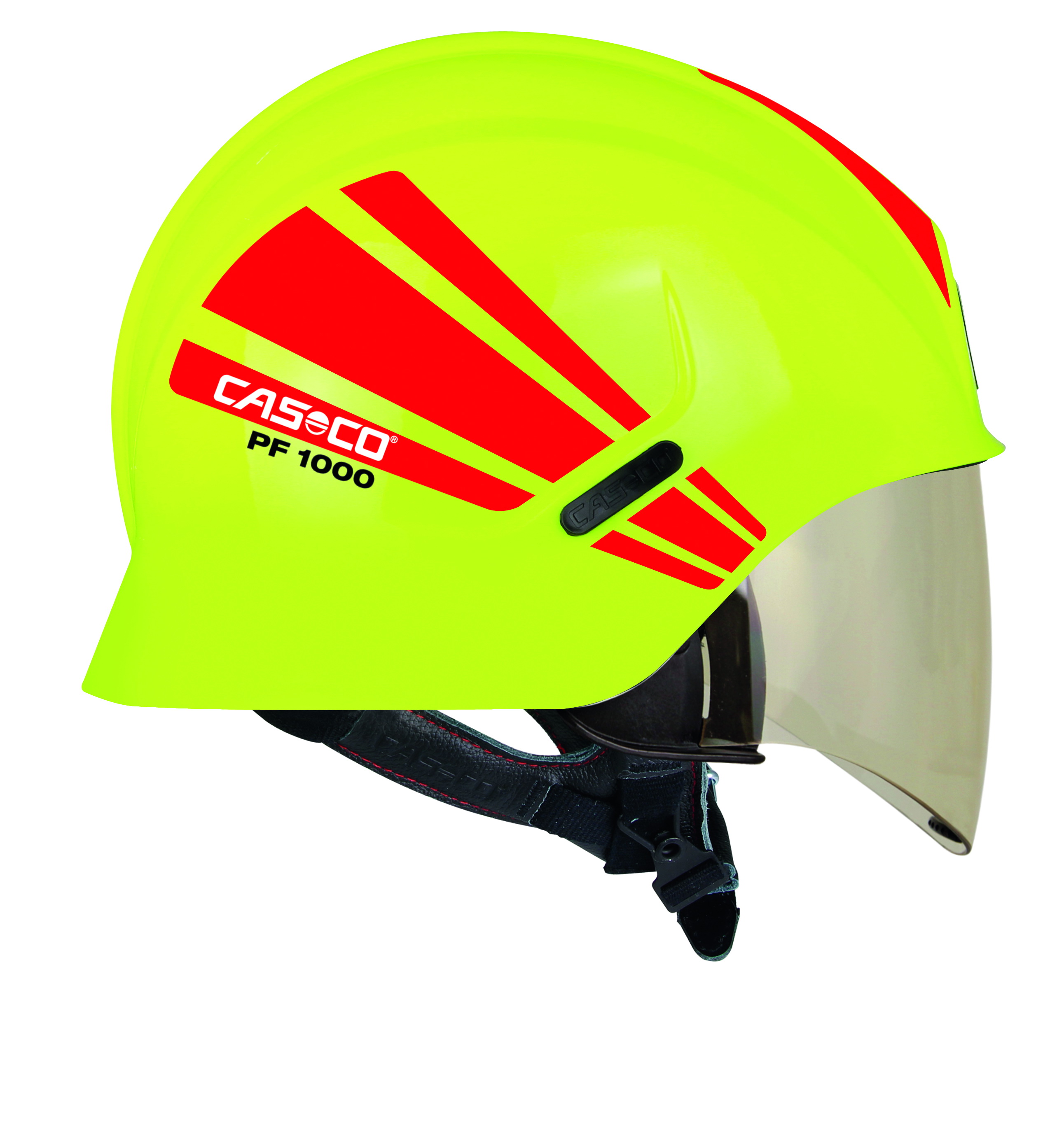 Feuerwehrhelm CASCO PF 1000 R  tagleuchtend neon mit rot Reflex