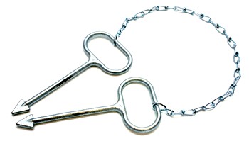 Schachthaken aus Stahl, 1 Paar=2 Stück, mit Kette verbunden