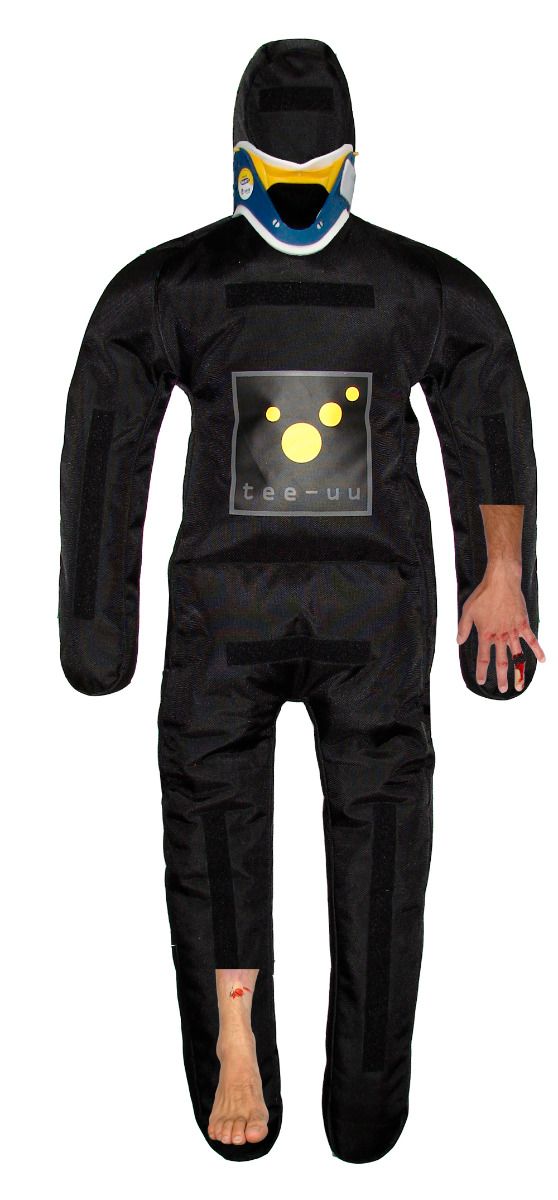 tee-uu_1105-9006_crash_carry_bungspuppe_mit_verletzungsmuster_hws-schiene TEE-UU Crash & Carry Übungspuppe