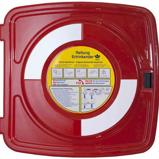 Rettungsring-Wandgehäuse aus PE. signalrot. mit Rettungsring