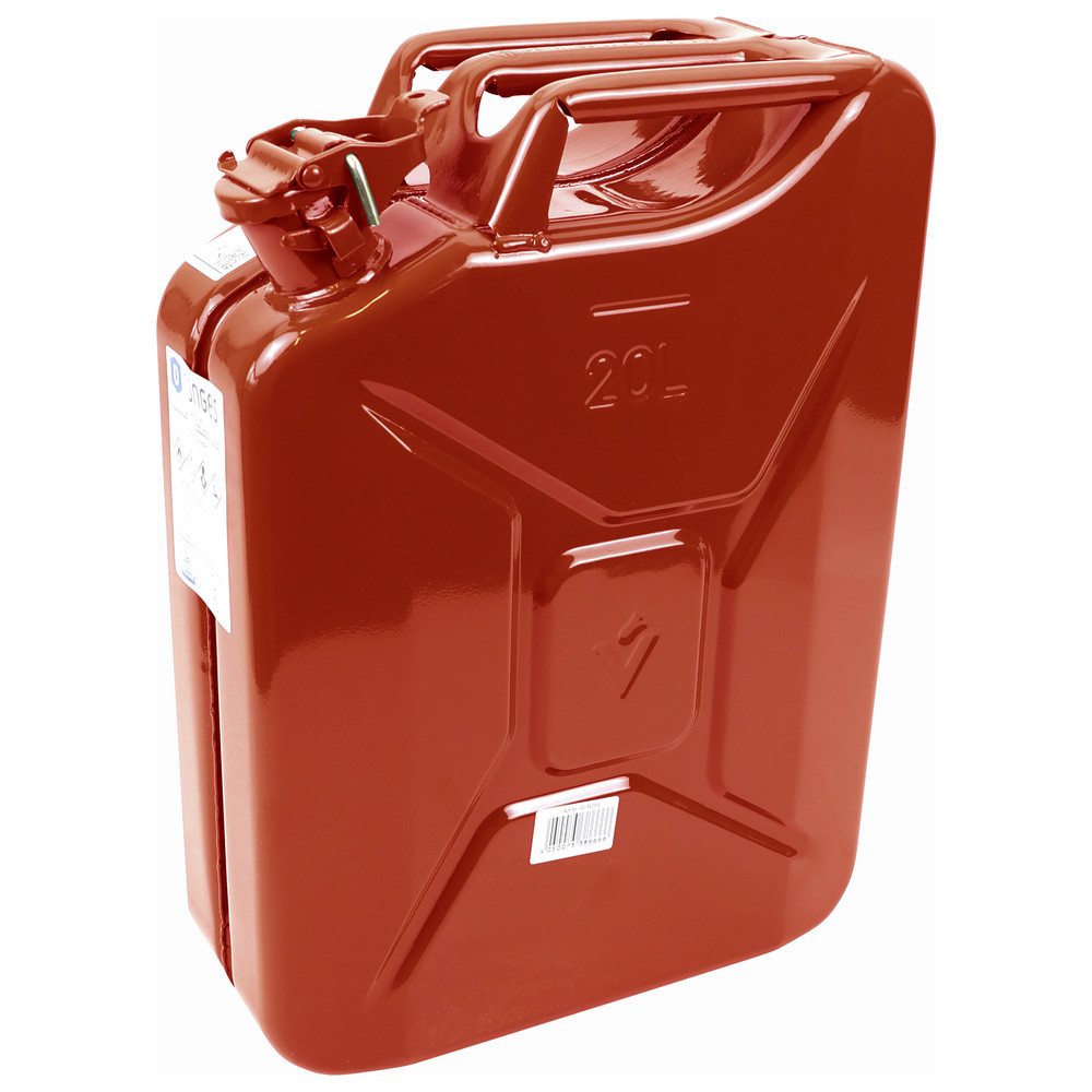 Benzinkanister 20 Liter aus Stahlblech (leer), Farbe ROT