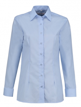 Damenbluse hellblau langarm 100 % BW, ohne Pattentaschen, oh