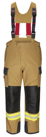 12-6055-front Einsatzhose X-Pro - EN 469:2020, Xr2/Xf2/Y2/Z2, karo sandfarben/dunkelblau