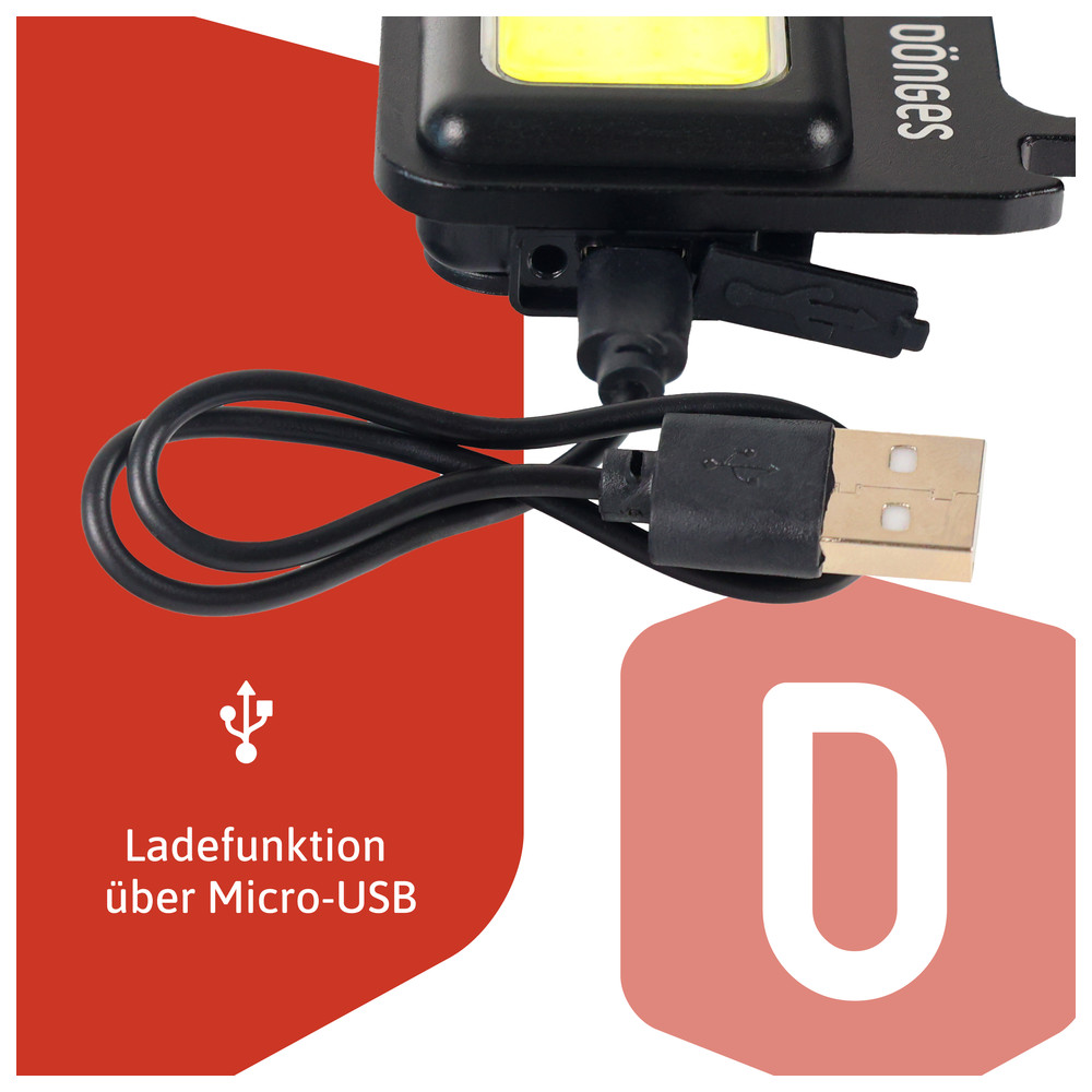 Dönges Multifunktionale COB LED Leuchte mit Ladekabel
