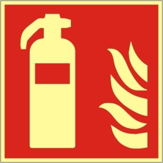 Brandschutzzeichen Feuerlöscher 200x200mm, KNS, ISO 7010