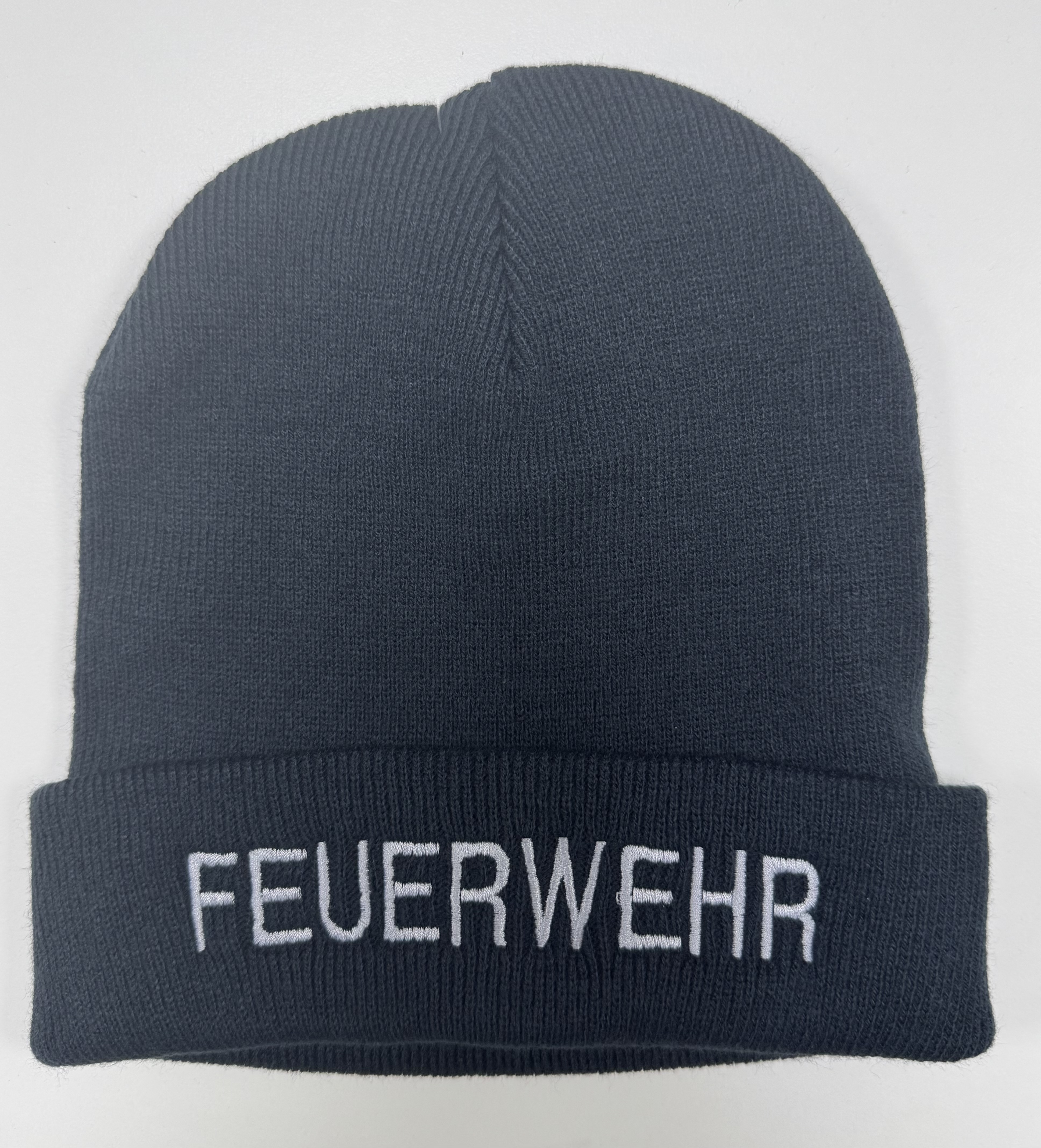 Strickmütze dunkelblau, silber "Feuerwehr"gestickt