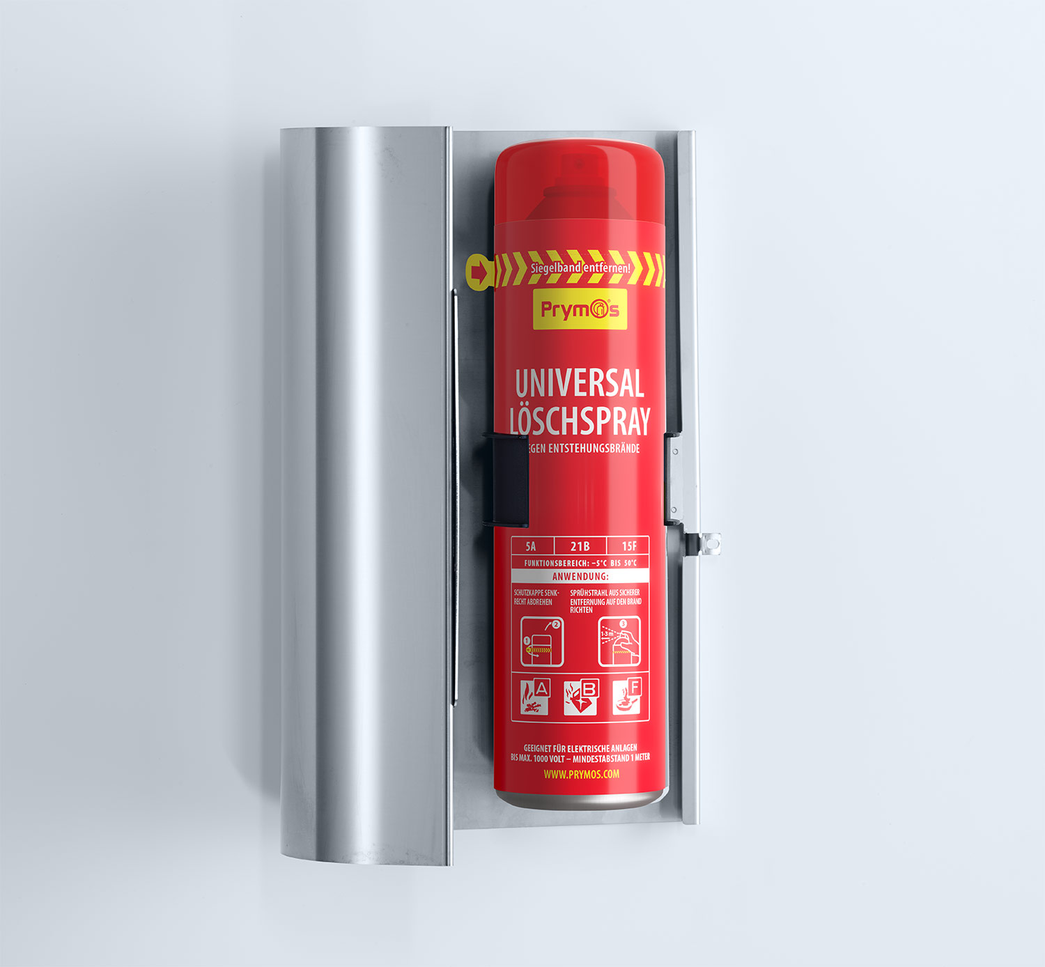 Design Mantel für zwei Feuerlöschsprays aus Edelstahl