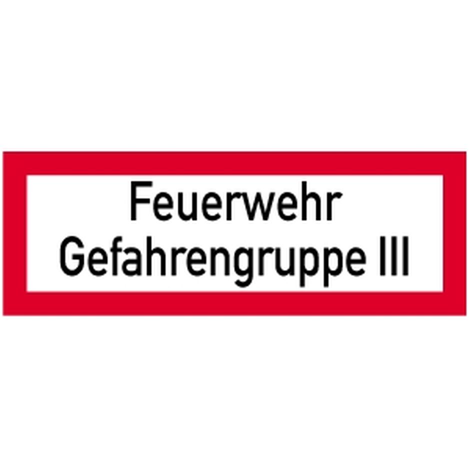Brandschutzzeichen Feuerwehr Gefahrengruppe 3 297x105mm Alu