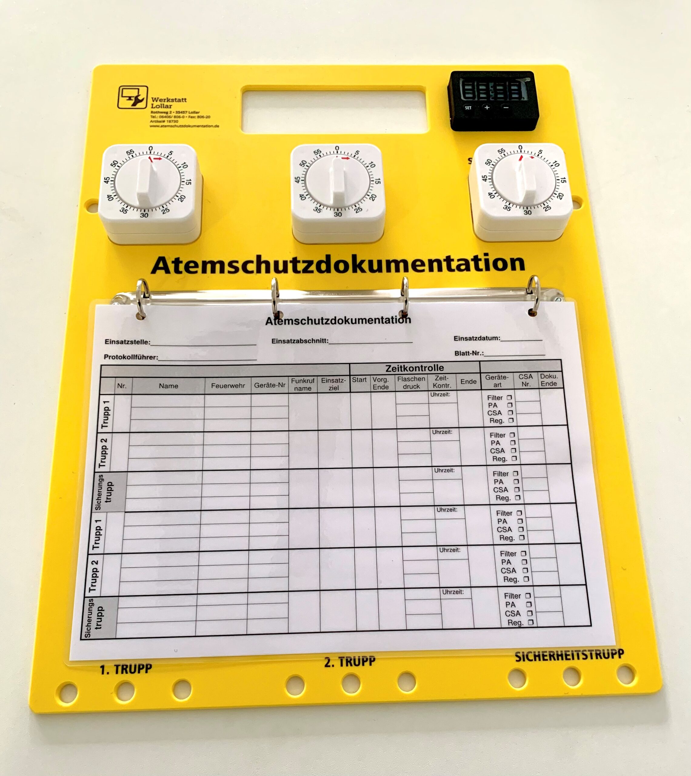 WELO Atemschutztafel Typ A ohne Geräteanhänger