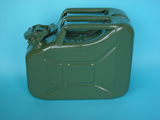 Benzinkanister DIN 7274 Stahlblech, 10 Liter, olivgrün